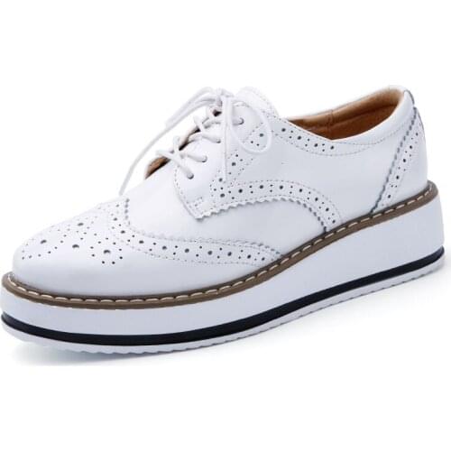 Spring Women Platform Shoes Woman Brogue Patent Leather Flats Lace Up Footwear Female Flat Oxford Shoes For Women