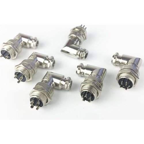 1Set GX16 90 Degree Right Angle XLR 16mm Elbow 2 3 4 5 6 7 8 9 Pin Female Plug Male Chassis Mount Socket Aviation Connector