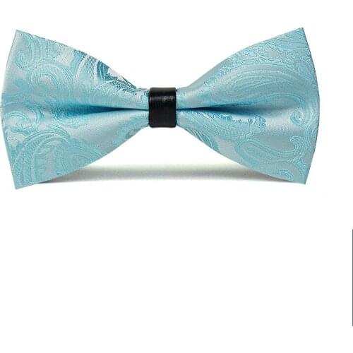 Vintage Sky Blue Paisley Two Layer Bowtie For Men Fashion High Quality Groom Wedding Party Butterfly Bow Tie Set Male Gift 22