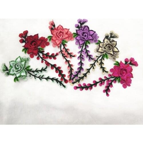 Water-Soluble 3d Cloth Stickers Lace Patches Embroidery Flowers Appliques Diy Cheongsam Dress Sewing Accessories V2790