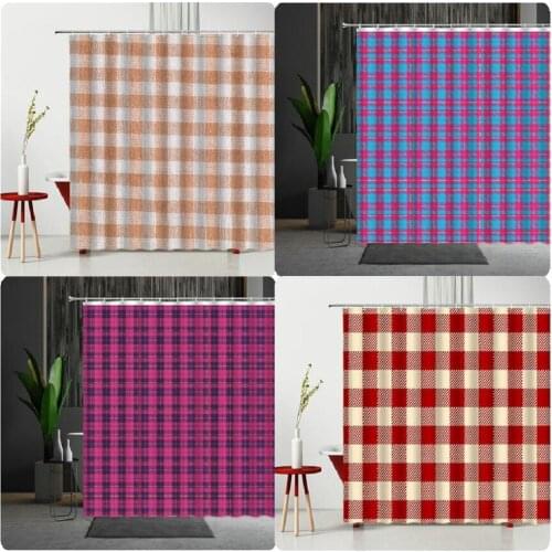 Linen Stripes Shower Curtain Hooks Hotel Bathroom Decor Waterproof Screen Hanging Curtain Multiple Size Polyester Fabric