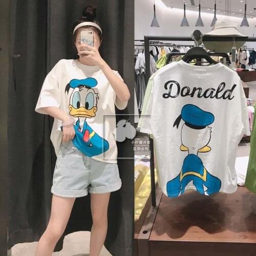 Donald Duck T-shirt For Women Lady Tops Summer Short Sleeve Tshirts Streetwear Cartoon Blouses Tees Clothing Female