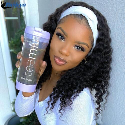 Deep Wave Headband Wig Curly Human Hair Wigs For Women Peruvian Water Wave Headband Wig 100% Remy Loose Deep Human Hair Wigs