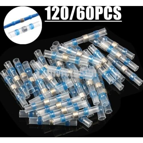 120/60PCS Waterproof Insulated Solder Seal Sleeve Splice Terminals Heat Shrink Electrical Wire Connector Butt Connectors Kit