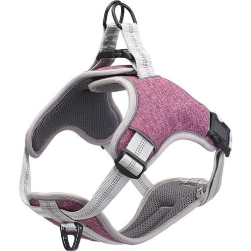 2021 Pet Dog Harness Vest Soft lining Adjustable Reflective Medium Large Dog Harness Collar breathable Walking Training Harness