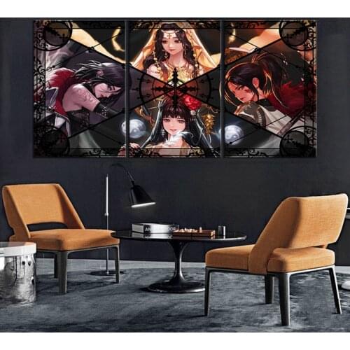 5 Panel Canvas Printed Ghost Swords-woman Dungeon Fighter Online Gaming Poster Home Decor Living Modern Canvas