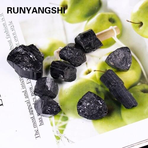 50g/bag （2-3pcs）Natural black tourmaline gravel jet stone Retro Raw Gem stone Ore Radiation Protection Stone Craft