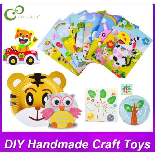7Pcs Cartoon Animal 3D EVA Foam Sticker & Paper Plate Drawing DIY Handmade Craft Toy Children Learning Education Puzzle Toys ZXH