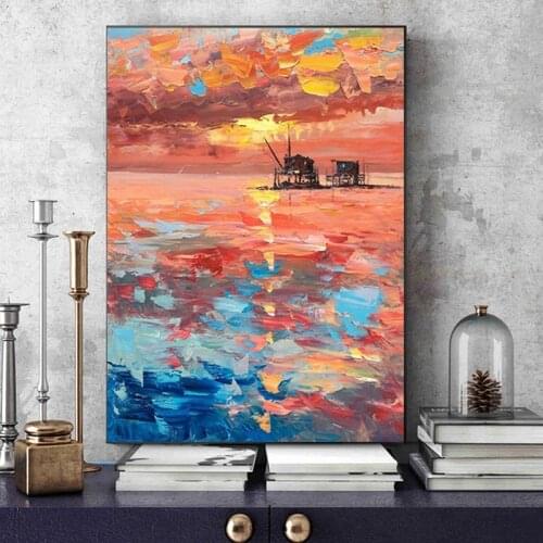 Abstract Beautiful Scandinavian Landscape Oil Canvas Paintings Posters Prints Wall Pictures for Living Room Wall Decor Cuadros