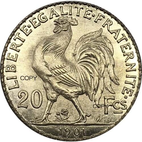 Aliexpress france France Gold 20 Francs 1901 Gold Marianne Rooster Brass Metal Copy Coin