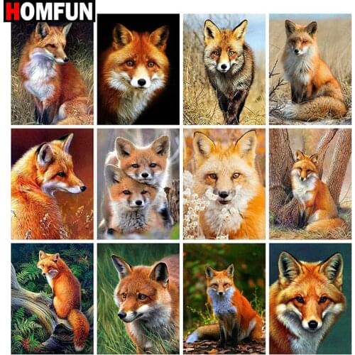 HOMFUN Full Square/Round Drill 5D DIY Diamond Painting "Animal fox scene" Embroidery Cross Stitch 5D Home Decor Gift