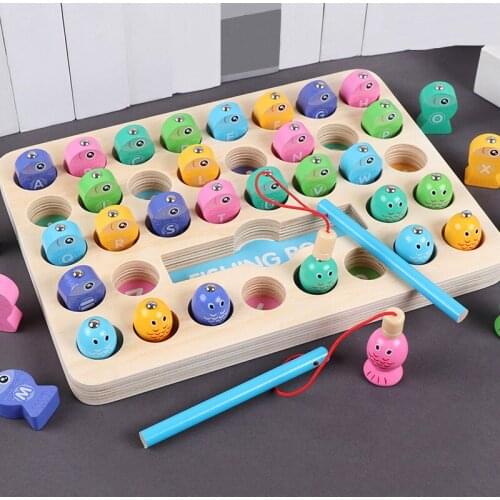 Baby Wooden Montessori Toys Digit alphabet Magnetic Fishing Toys Game Puzzle Toys Early Educational Toys For Children Girl Gifts