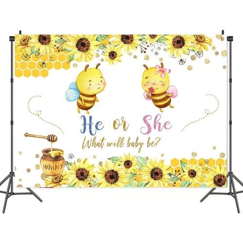 Honey Baby Bee Flower Gender Reveal Background Portrait Photography Party Decors Photographic Backdrops Photocall Studio