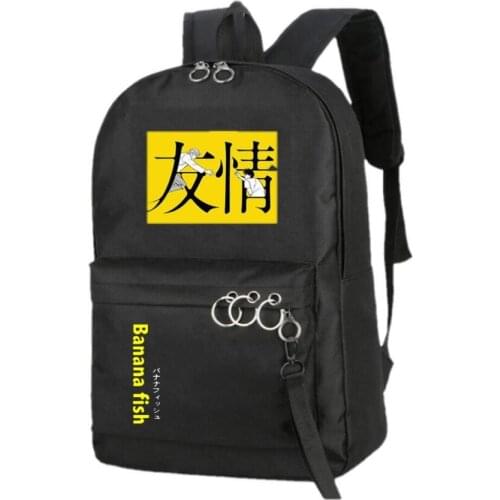 Anime BANANA FISH Backpack canvas print School Bag for Teenagers girl Steel ring Design Student Book Travel Bag Laptop Bagpack