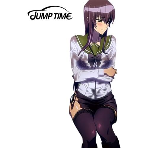 JumpTime 13cm x 4.5cm Sexy Girl Busujima Saeko Render Decal Car Body Window Trunk Car Sticker JDM Euro Drift