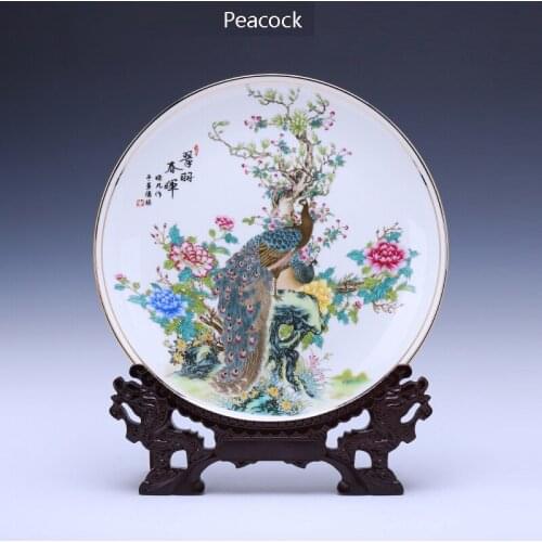 Jingdezhen Ceramic Hanging Plate Decoration Plate Gilt Edged Fine Bone China Plate Modern New Chinese Living Room Decoration