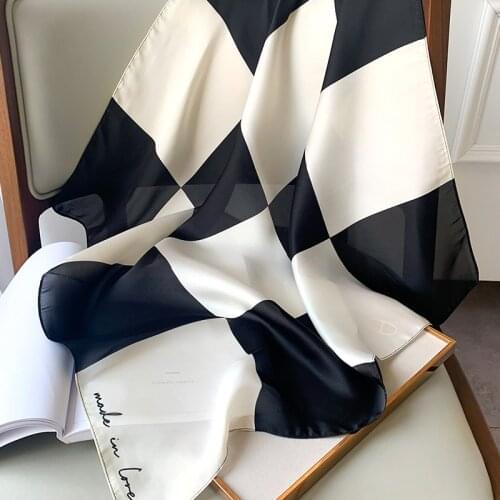 KOI LEAPING New small square scarf fashion female thin sunscreen lattice print scarf silk embroidered shawl small scarf gift