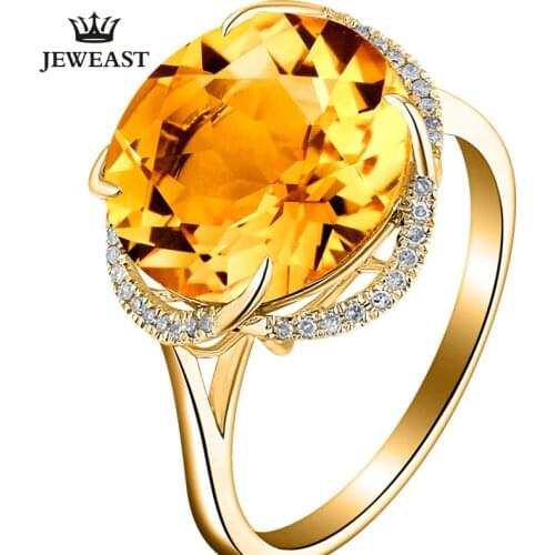 MAQ Natural Citrine18K Pure Gold 2020 New Hot Selling Top Ring Women Heart Shape Ring For Ladies Woman Genuine Jewelry