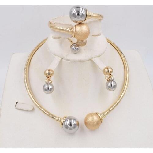 3 tones New High Fashion Dubai Jewelry Set Nigerian Wedding African Beads Jewelry Sets