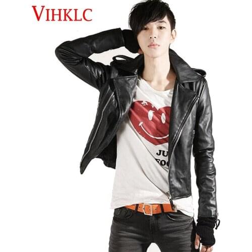Korean Fashion Leather Jacket Men Jackets Coat Slim Biker Motorcycle Soft Zipper Boyer Leather Jaquetas Plus Size 2XL L932