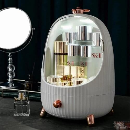 LED Light Cosmetic Storage Box Penguin Makeup Organizer Creative Desktop Organizer Egg Beauty Box Waterproof Dropshipping New