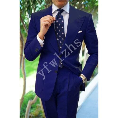 Handsome Two Buttons Groomsmen Peak Lapel Groom Tuxedos Wedding Dress Men Suits Blazer Prom Dinner (Jacket+Pants+Tie) K553