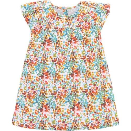 Little Maven New Summer Kids Classical Colorful Oil Painting O-neck Girls 2-7yrs Short Flare Sleeve Cotton Knitted Dresses