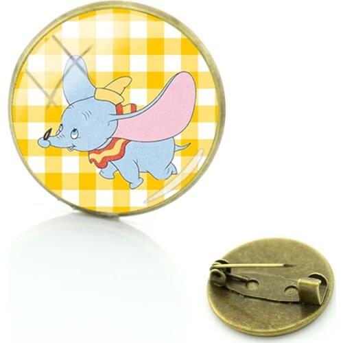 Disney Trend Dumbo Brooch Cute And Interesting Cabochon Glass Pin Brooch Gift Mens And Womens Brooch Jewelry