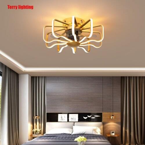 Nordic bedroom fan lamp 110V 220V bedroom fan lamp with remote control high brightness LED lighting free delivery