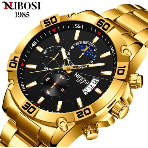 NIBOSI 2021 New Men Watches Top Luxury Brand Wrist Watch Military Chronograph Fashion Quartz Watch Men Clock Relogio Masculino