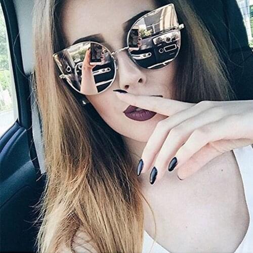 Cat Eye Female Sunglasses Women Rose Gold Matel Driving Glasses Retro Sexy Sunglases Lunette Femme