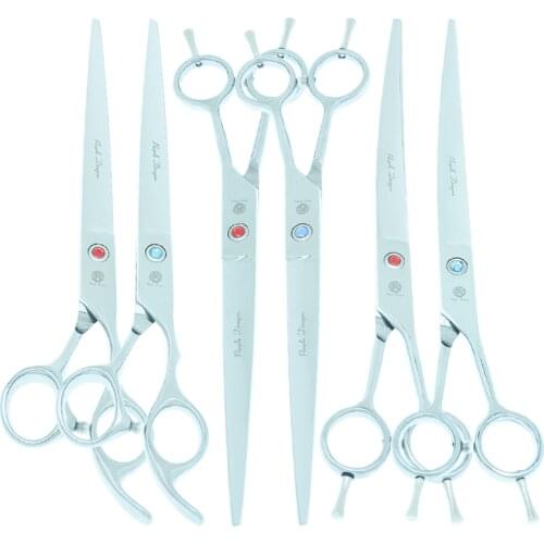 Purple Dragon 8 inch Pet Grooming Scissors Japan Steel Straight Dog Cutting Shears Curved Scissors Animals Hair Clippers B0061B