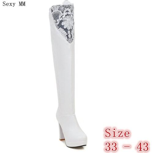 Autumn Platform Women Over the Knee Boots High Heel Shoes Woman Thigh High Boots Small Plus Size 33 -40 41 42 43