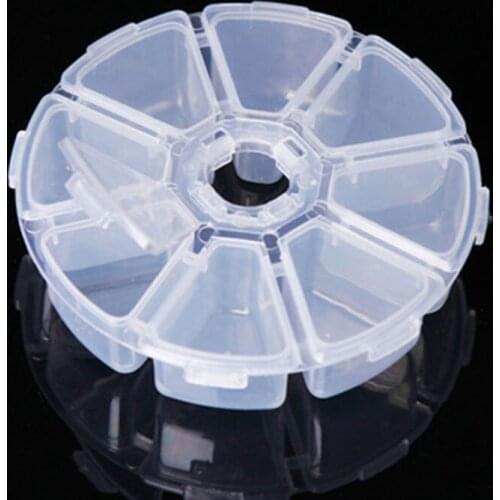 1pcs 8 Cells Plastic Storage Jewelry Box Transparent Container for Earring Jewelry Round Box Jewelry Packaging Display
