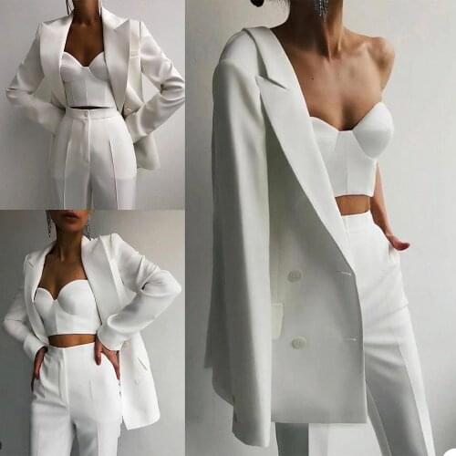 Spring Ivory 3 Pieces Mother Or Bride Dresses Custom Made Double Breasted Jacket+Vest+Pants Formal Work Business Blazer Tuxedos