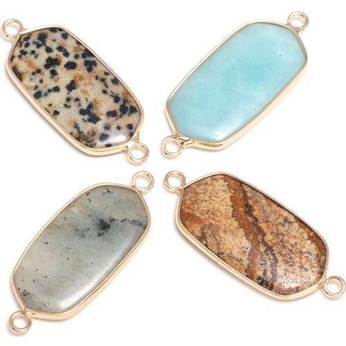 Natural Semi Precious Stone Pendant Rectangle Rose Quartz For Jewelry Making DIY Necklace Bracele 16x40mm