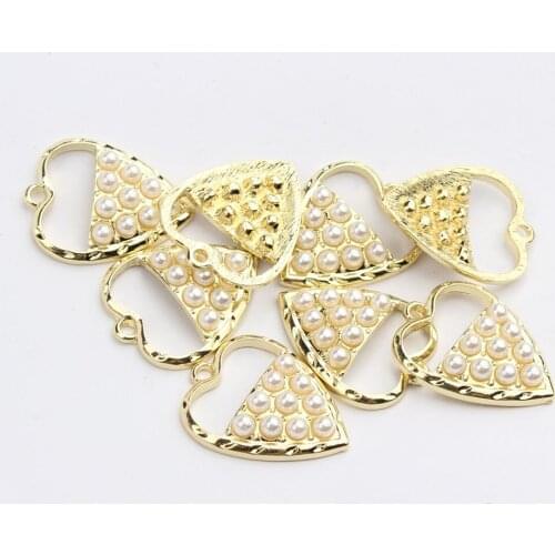 Golden Zinc Alloy Charms Heart Designer Charms 6pcs/lot For Jewelry Making Bulk Nickel Free