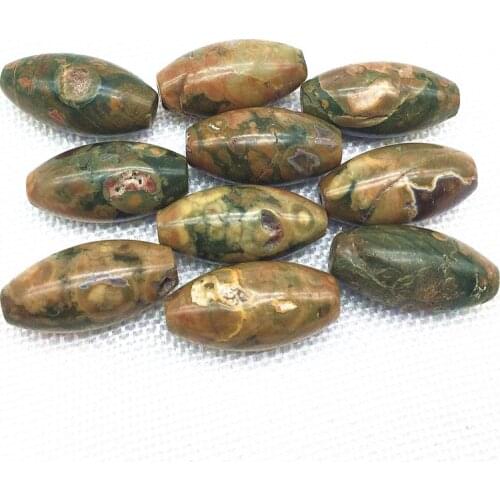 BEADZTALK Natural Rhyolite Stone Beads Loose Oval Rice 15X30mm DIY For Jewelry Making Necklace Bracelets