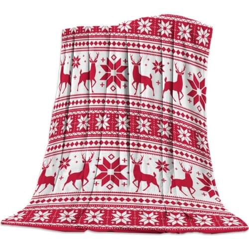 Christmas Reindeer Snowflake Texture Throw Blanket Warm Microfiber Blanket Bedroom Sofa Supplies Blankets for Beds