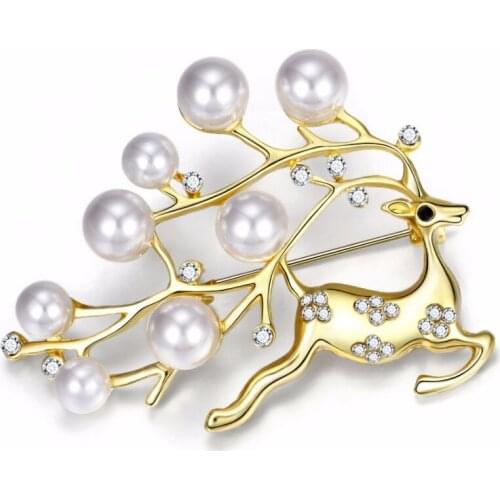 Christmas gift Elegant Sika deer Brooch Pin Crystal Costume Jewelry Clothes Accessories Jewelry Brooches For Wedding