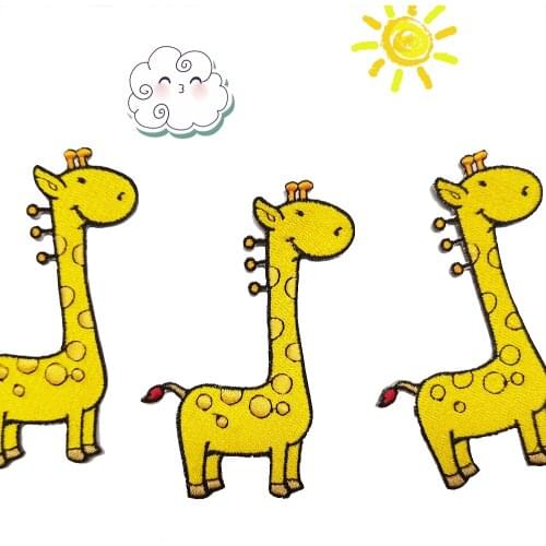 Cute Giraffe Animal Patches Embroidery Iron for Clothing Cartoon Kids Dress Bag Shirts Applique Wholesale Badge Custom DIY Patch