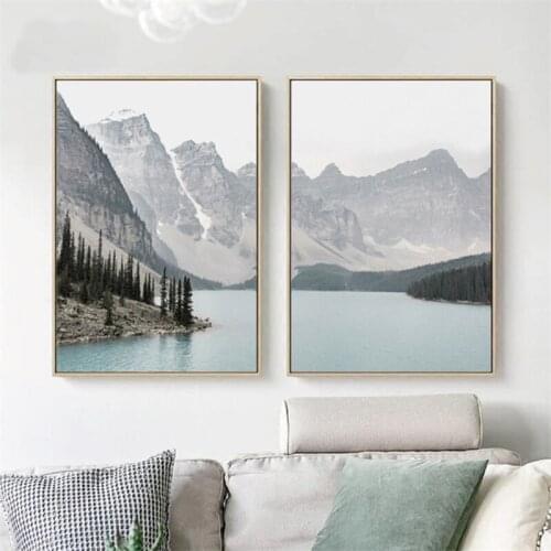 Nordic Landscape Mountain Lake Canvas Paintings Home Decoration Living Room Wall Art Pictures Nature Scenery Posters and Prints