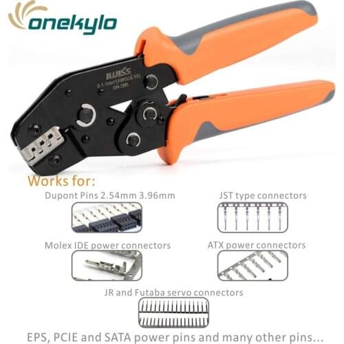 SN-28B Crimping Tools for Dupont Pin Compression Ratcheting Modular Insulated Terminal Crimper Pin 2.54mm 3.96mm Good for ATX, EPS, PCIE and SATA power pins Molex part 43030-0006 terminal connector