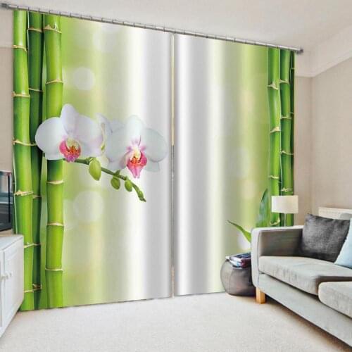 Morden green bamboo curtains 3D Window Curtain For Living Room office Bedroom Decoration curtains