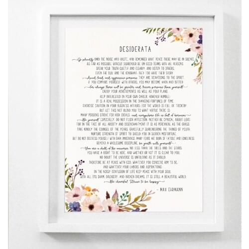 Max Ehrmann Poem - Desiderata Art Poster Canvas Painting Prints , Motivational Literary Poster Modernist Home Office Wall Art