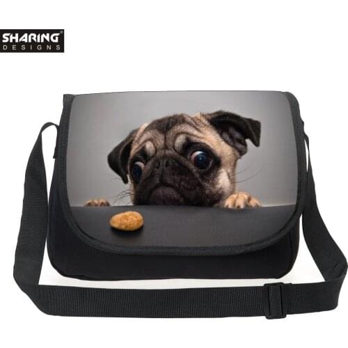 Multicolor Animal Pug Dog Messenger Bag Cross body Bag For Women Vintage Teenager Girls Travel Messenger-bag Over Shoulder