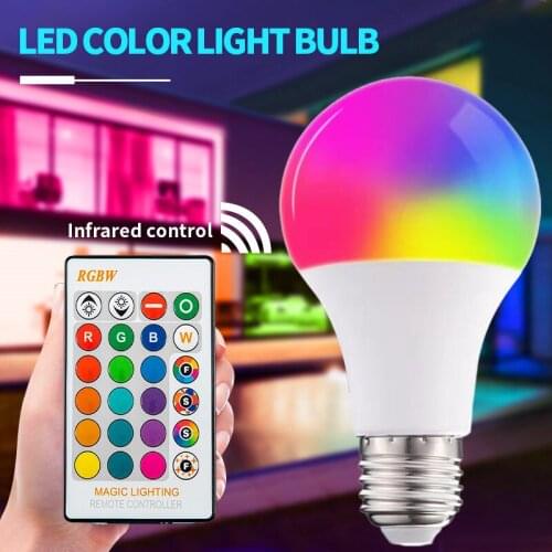 LED RGB Bulb E27 Light RGB RGBW Dimmable IR Remote 5W 10W 15W 20W AC 220V 110V Colorful Magic Holiday Bar Club Night Smart Lamp