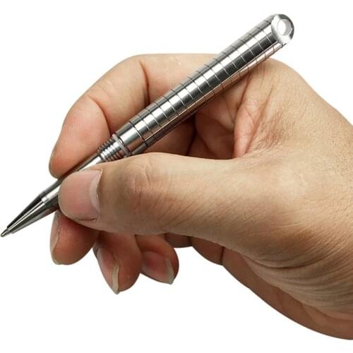 Titanium Alloy Tactical Pen Mini Self Defense Pen, Emergency Glass Breaker, with Black Ballpoint Refill for Writing, Silver