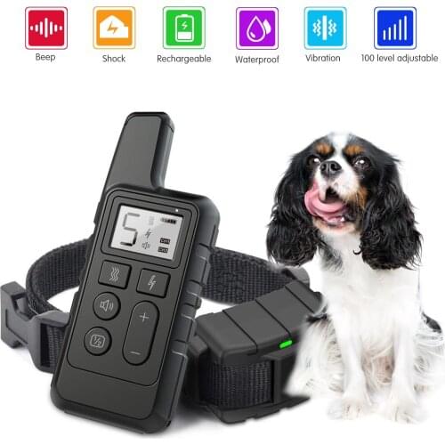 Dog Training Collar Electric Dog Shock Collar Pet Anti Bark Collar 500m Remote Range 100 Level Adjustable Anti Barking Device