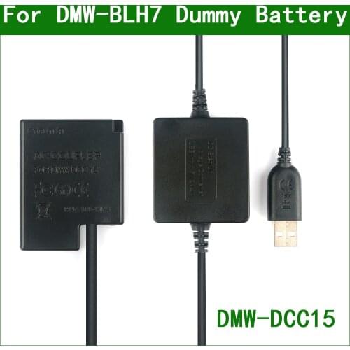 5V USB To DMW-BLH7 Dummy Battery DMW-DCC15 Power Bank USB Cable For Panasonic DMC GM1 GM5 GF7 GF8 LX9 LX10 LX15